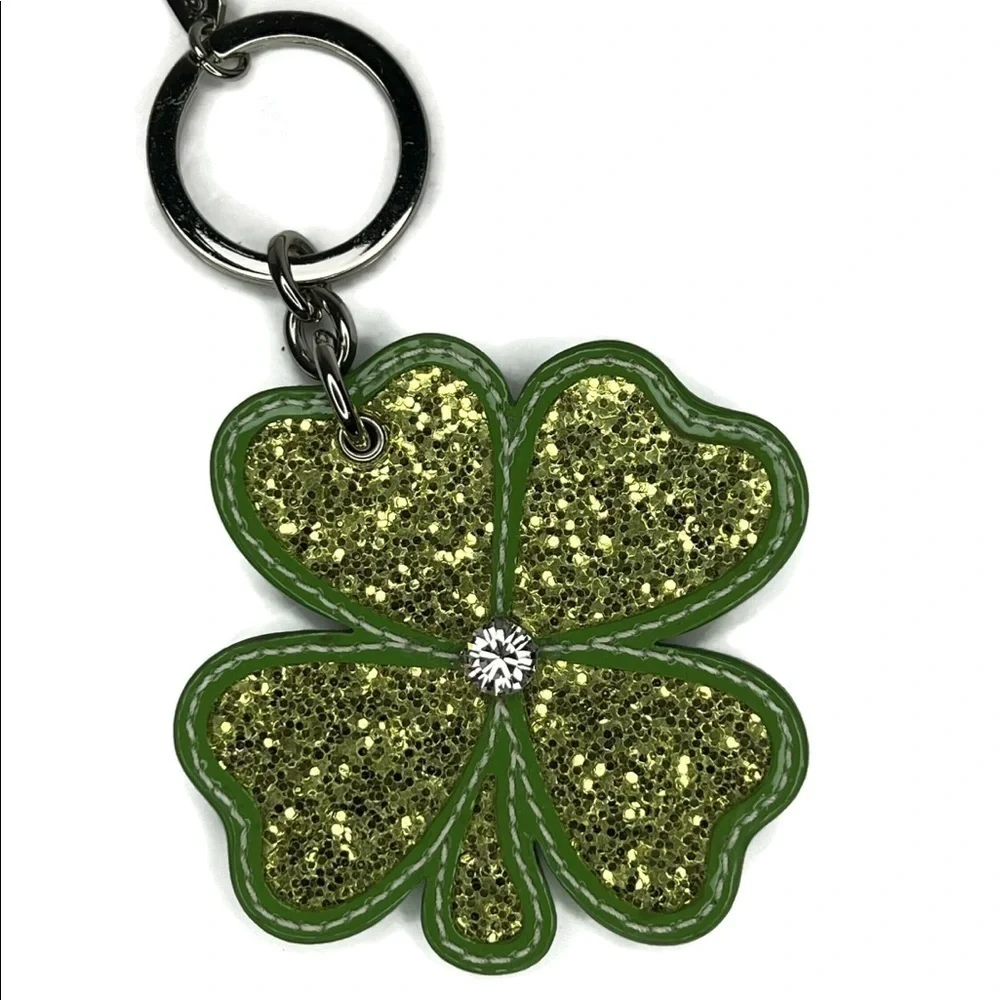 Coach Clover St Saint Patrick’s Day Four Leaf Clover Keychain Fob Green Vintage
